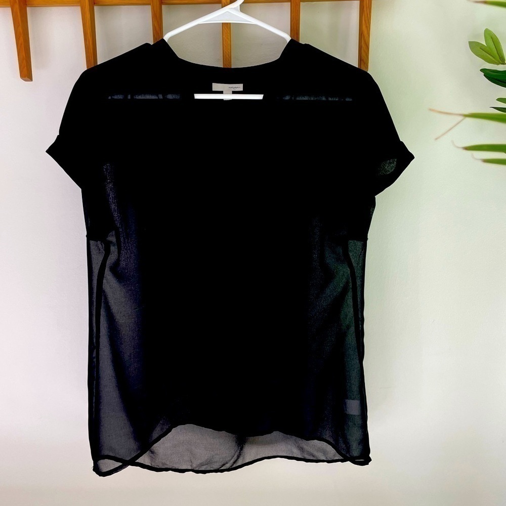 Halogen Sheer Black V-Neck Blouse Size S​​​​​​​​​​​​​​​​​​